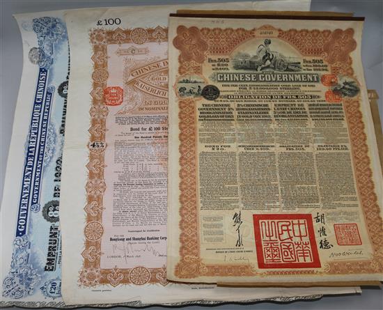 Three Chinese share certificates